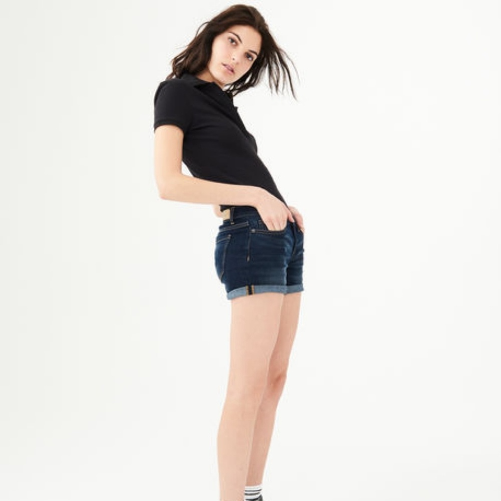 Mango MNG jeans dark wash denim cuffed shorts 0 2